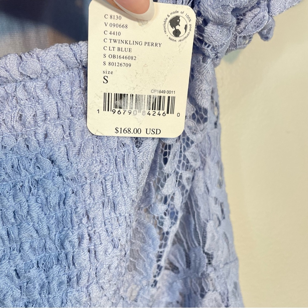 NWT Free People Hailee Lace A-line Mini Blue Floral Dress Size Small Retail $168 - Picture 9 of 12